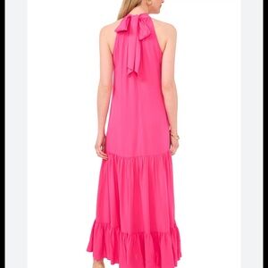 Vince Camuto Hot Pink Halter Tie-Back Maxi Dress